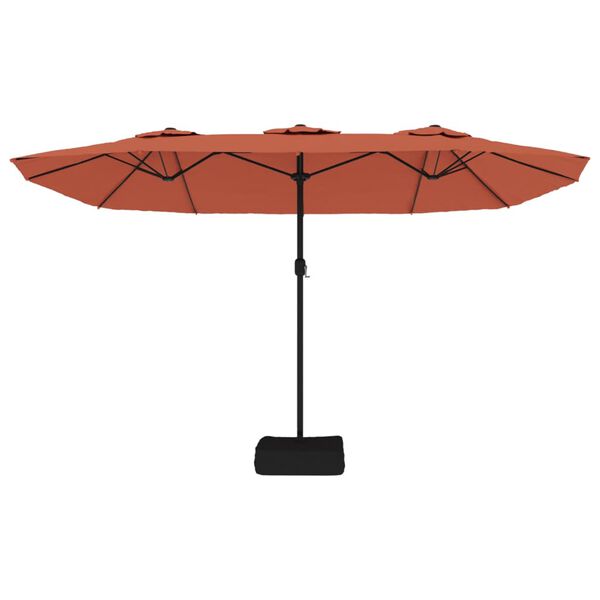 vidaXL Umbrelă de soare grădină cu două capete, cărămiziu, 449x265 cm