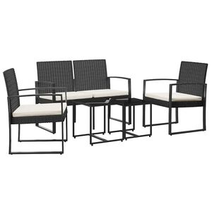 vidaXL Set mobilier de grădină cu perne, 5 piese, negru, PP ratan