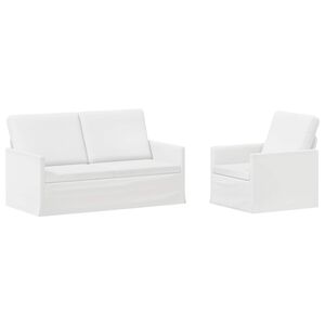 vidaXL Set de canapea 2 pcs Alb Țesătură