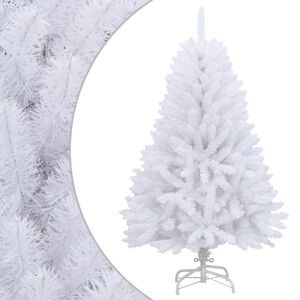 vidaXL Brad de Crăciun artificial cu suport și balamale, alb, 120 cm