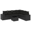 vidaXL Set canapele de grădină cu perne, 7 piese, negru, poliratan
