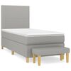 vidaXL Pat box spring cu saltea, gri deschis, 100x200 cm, textil