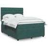 vidaXL Pat box spring cu saltea, verde &icirc;nchis, 160x200 cm, catifea
