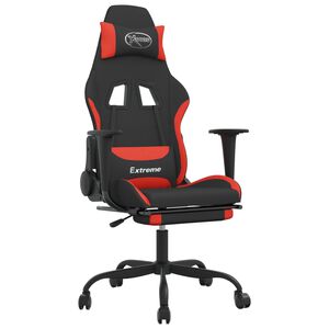 vidaXL Scaun de gaming cu suport picioare, negru și roșu, textil