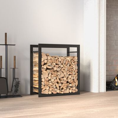 vidaXL Suport pentru lemne de foc, negru mat, 50x28x56 cm, oțel