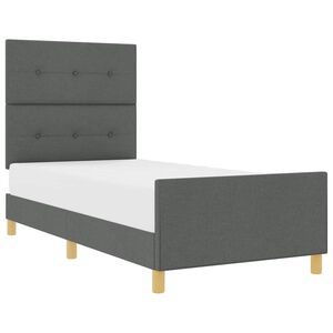 vidaXL Cadru de pat cu headboard Gri &icirc;nchis 90 x 190 cm țesătură