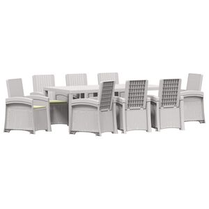 vidaXL Set de masă pentru grădină 9 buc. Alb și crem PP