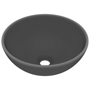 vidaXL Chiuvetă baie lux, gri &icirc;nchis mat, 32,5x14 cm, ceramică, rotund