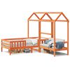 vidaXL Set pat bancă cu acoperiș maro ceruit 100x200 cm lemn masiv pin