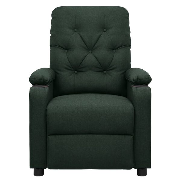 vidaXL Fotoliu de masaj electric, verde &icirc;nchis, material textil