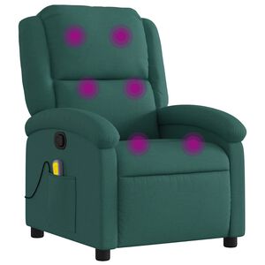 vidaXL Fotoliu de masaj rabatabil, verde &icirc;nchis, material textil