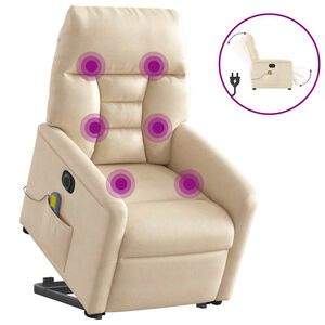 vidaXL Fotoliu masaj rabatabil electric cu ridicare, bej, microfibră