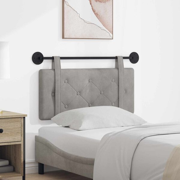 vidaXL Cap de pat suspendat Gri deschis 100 x 55 x 5 cm Catifea