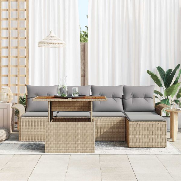 vidaXL Set de canapele pentru grădină 6 pcs Bej Rattan poli