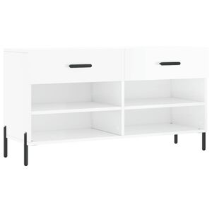 vidaXL Bancheta pantofar, alb extralucios, 102x35x55 cm, lemn compozit