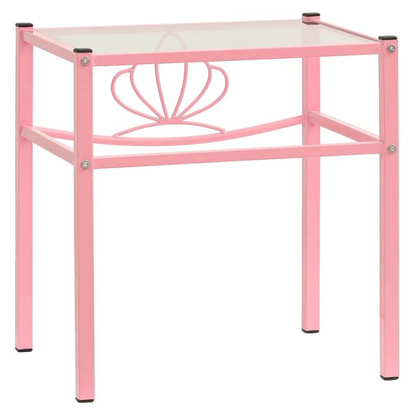 vidaXL Noptieră, roz și transparent, 42,5x33x44,5 cm, metal și sticlă