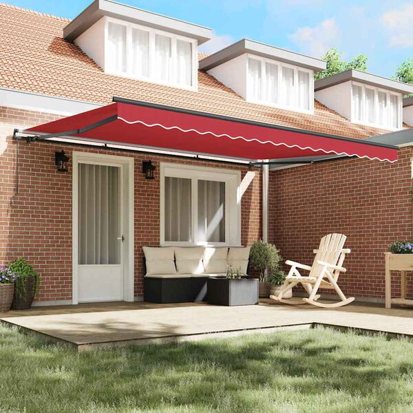 vidaXL Cortina Retractabilă Manual Roșu 450 &times; 350 cm Poliester și oțel