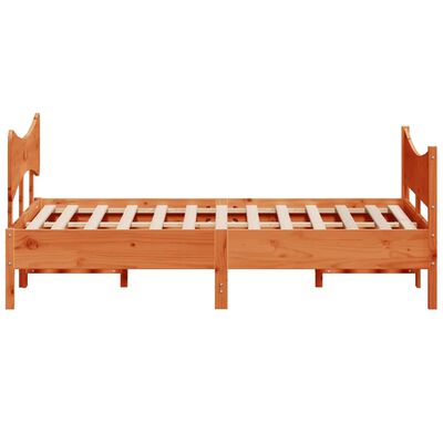 vidaXL Cadru de pat cu tăblie, maro ceruit, 150x200 cm, lemn masiv pin
