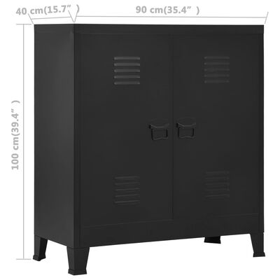 vidaXL Dulap industrial de depozitare, negru, 90x40x100 cm, oțel