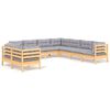 vidaXL Set mobilier de grădină cu perne gri, 9 piese, lemn masiv pin