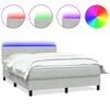 vidaXL Pat cu arcuri cu saltea și LED, gri deschis, 140x210 cm, catifea