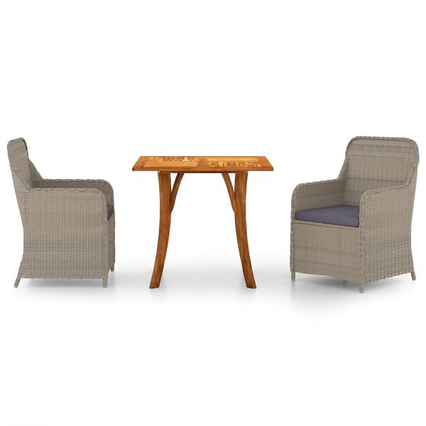 vidaXL Set de masă pentru grădină, 3 piese, maro