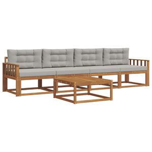 vidaXL Set de canapele de exterior 5 pcs Gri natural și deschis