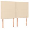vidaXL Pat box spring cu saltea, crem, 140x200 cm, textil