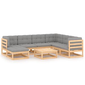 vidaXL Set mobilier de grădină cu perne, 8 piese, lemn masiv de pin