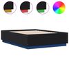 vidaXL Cadru de pat cu lumini LED, negru, 120x190 cm, lemn prelucrat