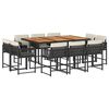 vidaXL Set mobilier de exterior cu perne, 11 piese, negru, poliratan