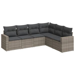 vidaXL Set mobilier grădină cu perne, 6 piese, gri, poliratan