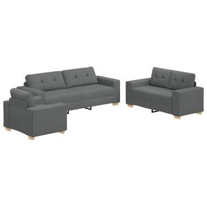 vidaXL Canapea 3 buc. Gri &icirc;nchis Material textil din in