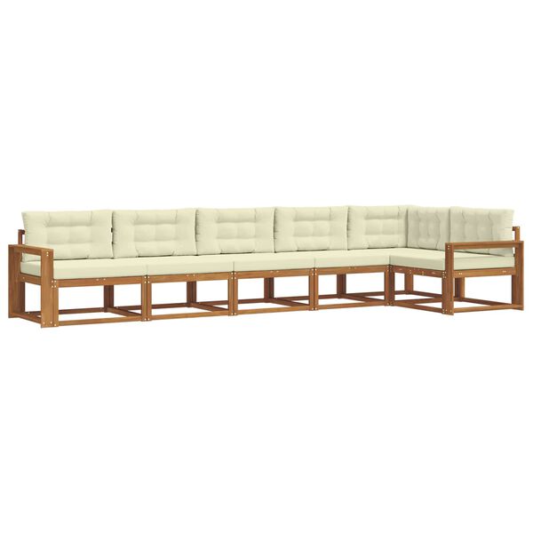 vidaXL Set de canapele de exterior cu pernă 6 pcs Natural și Crem