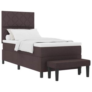vidaXL Pat cu arcuri cu headboard Maro &icirc;nchis 100 x 200 cm țesătură
