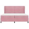 vidaXL Pat cu arcuri cu saltea cu headboard Roz 200 x 200 cm Poliester