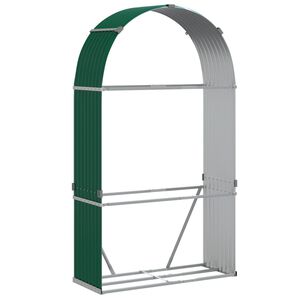 vidaXL Suport pentru bușteni, verde, 120x45x210 cm, oțel galvanizat