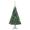 vidaXL Brad Crăciun pre-iluminat cu set globuri, verde, 120 cm, PVC