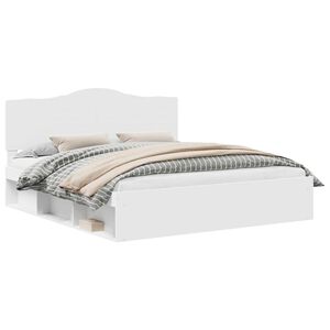 vidaXL Cadru de pat cu headboard Alb 200 x 200 cm Lemn de pin masiv