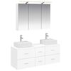 vidaXL Set de mobilier pentru baie 4 pcs Alb Lemn prelucrat și sticlă