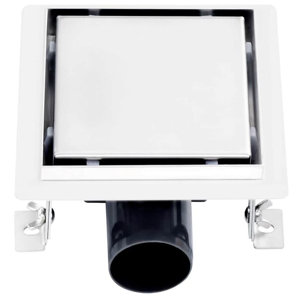 vidaXL Rigolă de duș capac plat gresie 2-&icirc;n-1 15x15 cm oțel inoxidabil