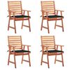 vidaXL Scaune de exterior cu perne, 4 buc., lemn masiv de acacia