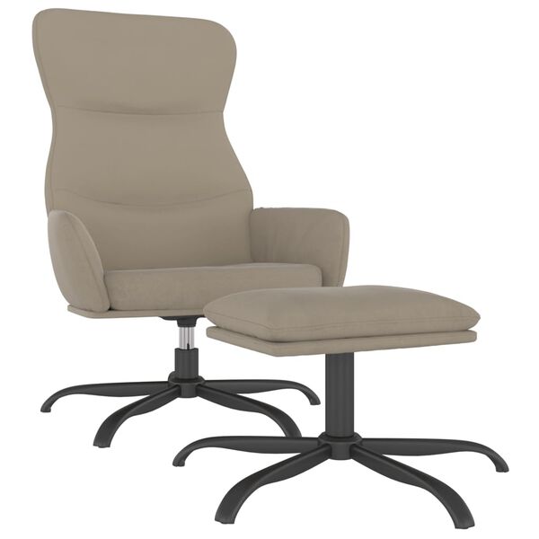 vidaXL Scaun de relaxare cu taburet, gri deschis, țesătură microfibră