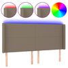 vidaXL Tăblie de pat cu LED, gri taupe, 163x16x118/128 cm, textil