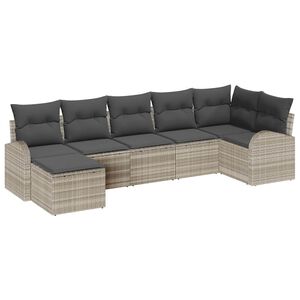 vidaXL Set de canapele pentru grădină 7 pcs Gri deschis Poli Rattan