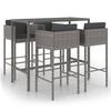 vidaXL Set mobilier bar de grădină cu perne, 5 piese, gri, poliratan