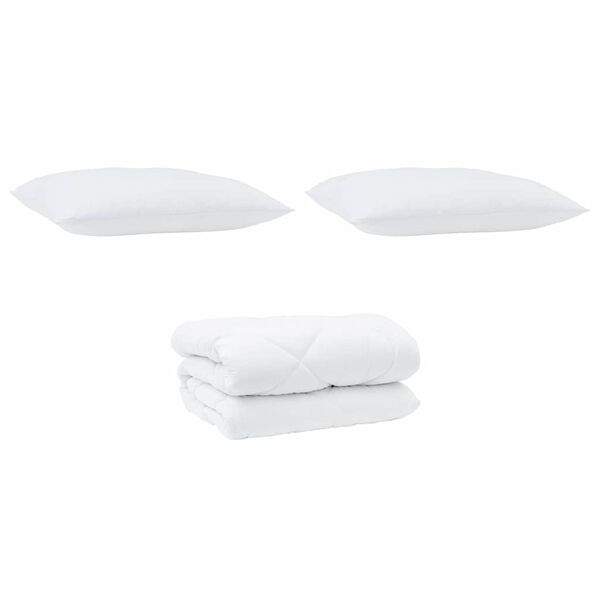 vidaXL Duvet de iarnă cu pernă 3 pcs Alb Microfibră