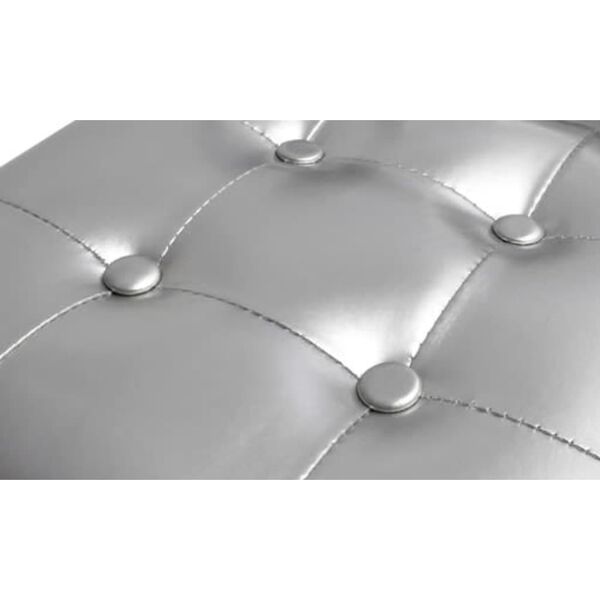 vidaXL Fotoliu cu taburet, argintiu, piele ecologică