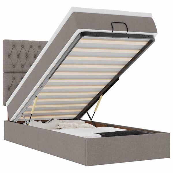 vidaXL Cadru de pat otoman cu saltea Taupe 90x190cm Material