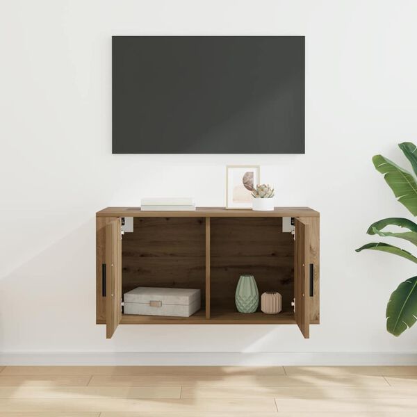 vidaXL Dulap TV montat pe perete stejar artizanal 80 x 34.5 x 40 cm